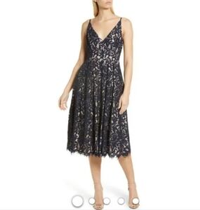 Eliza J  Embroidered Navy Lace Dress